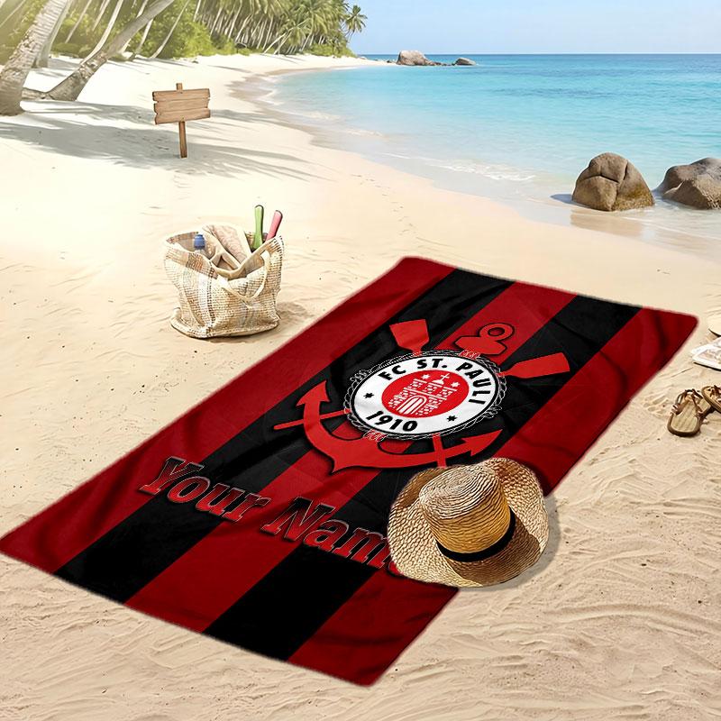 FC St. Asciugamano da Spiaggia Stampato Personalizzato Pauli Logo Calcio Supporto Nome Personalizzato Testo Asciugamano Assorbente Per Sport Viaggio Regalo Speciale