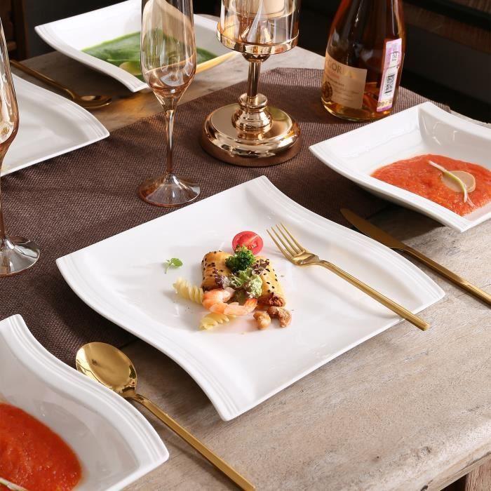 Assiette - malacasa - série flora - lot de 6 - porcelaine - 10.25 pouces - compatible lave-vaisselle