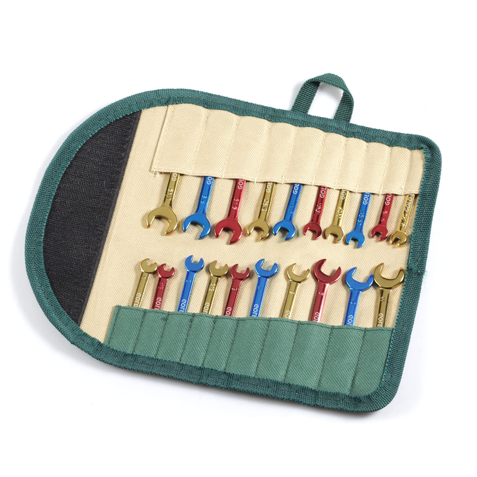 

GOLD DEER Slim Spanner Mini Spanner Combination Wrench Metric and Inch Combination Mini Slim Wrench Tightening and Micro Includes Tool Roll Pouch Set,