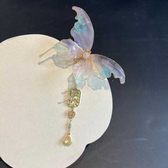 Women Hair Clip Shiny Butterflies Decor Hair Piece Hair Styling Pin Metal Rhinestone Tool Hair