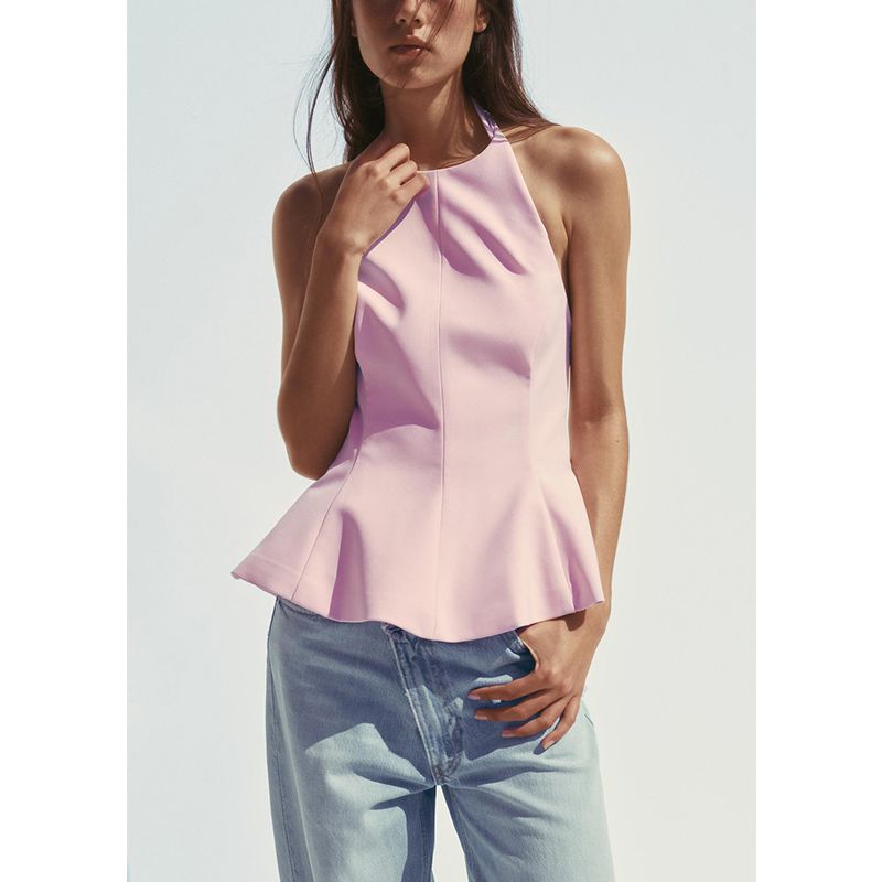 Summer New Arrival Women's Clothing Silm Slim Looking Sleeveless Minimalist All-Match Halterneck Fashion Casual Top 4772040