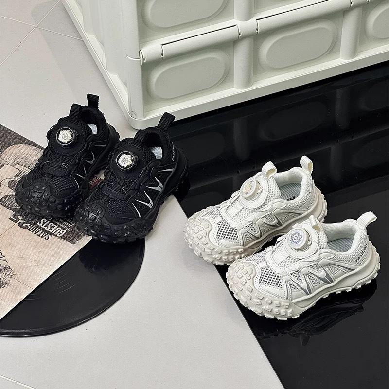 Children's net shoes 2025 spring and summer new girls single net breathable casual sports shoes rotating buckle boys dad shoes