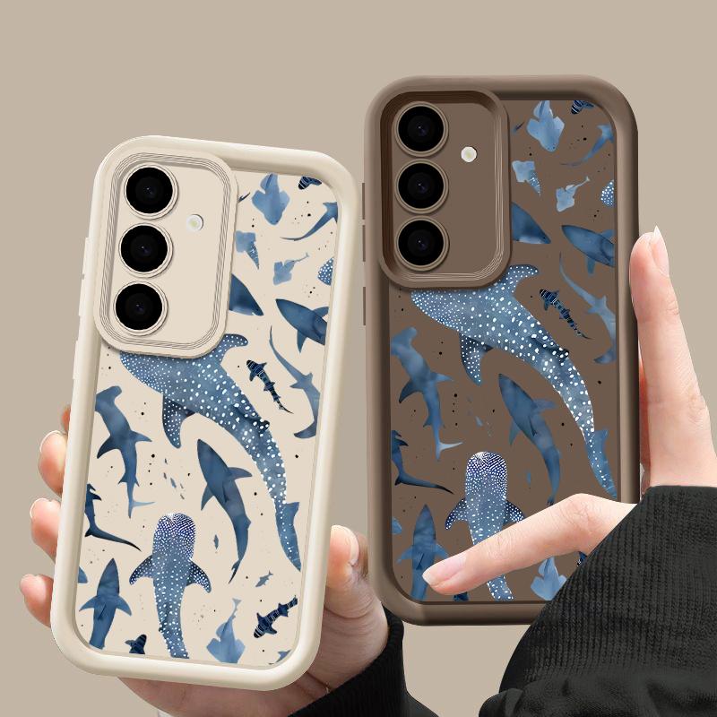 Shark Dolphin Print TPU Case For Samsung Galaxy A17 A56 A36 A26 A55 A16 A15 A35 A25 5G S25 Edge S22 S23 Ultra S24 FE Phone Cover