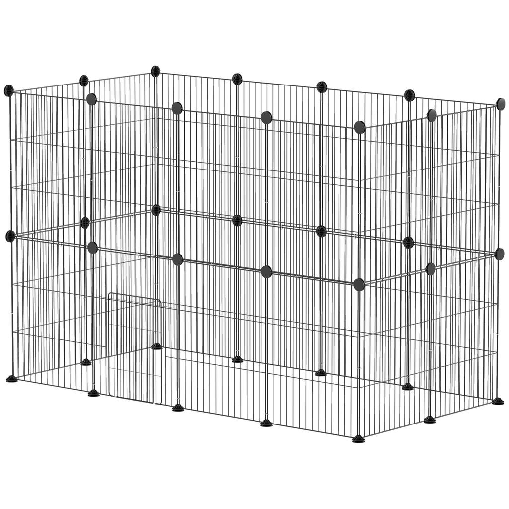 Small Animal Cage, Outdoor Enclosure, Modular Construction, 0.72 m² Area, Steel, Black