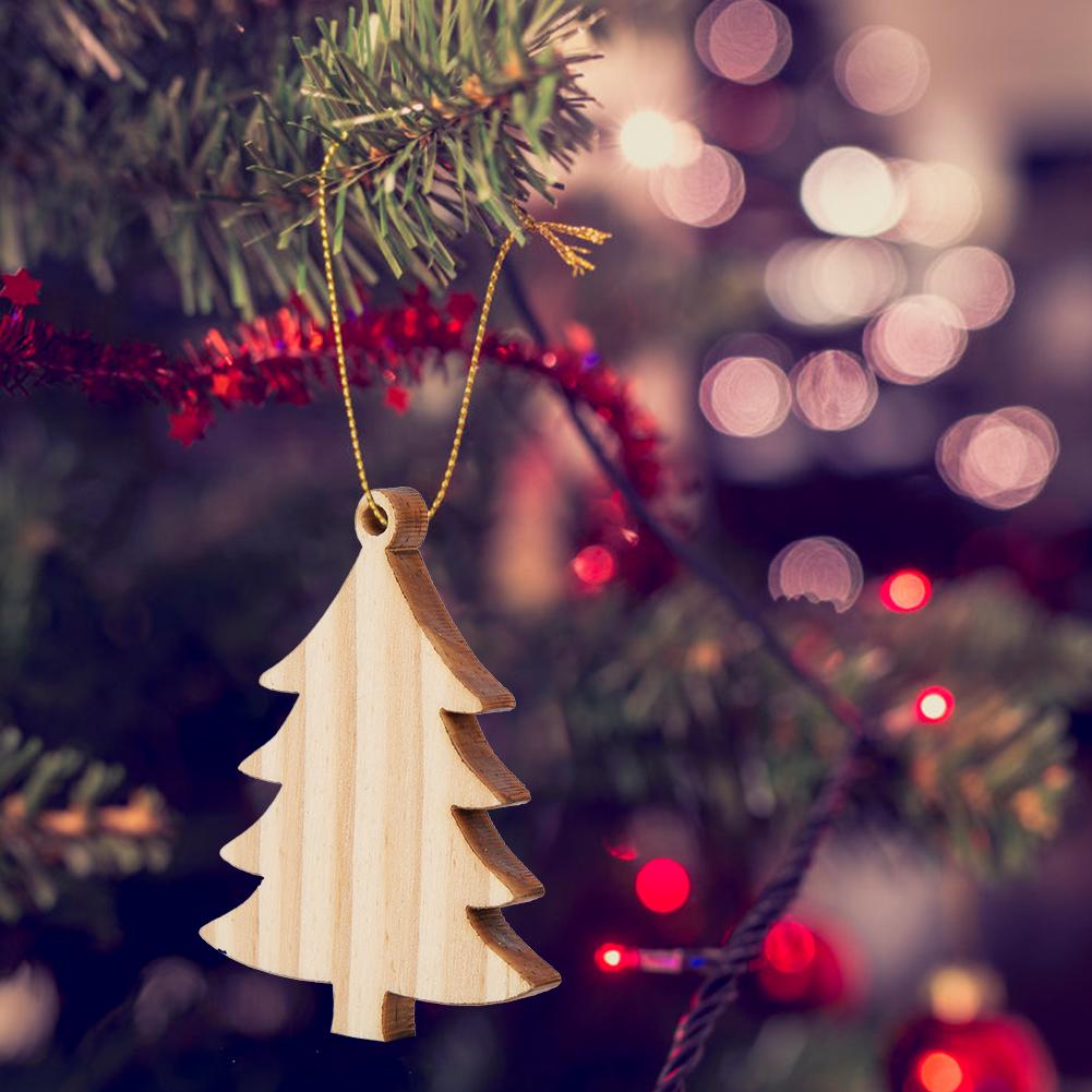 10Pcs Wooden Hanging Plates DIY Hand Made Craft New Year Christmas Tree Decoration Supplies with