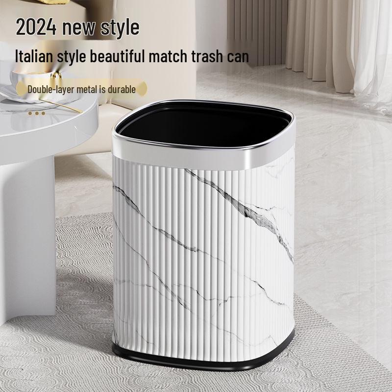Pattumiera Moderna di Lusso con Motivo in Marmo per Cucina, Bagno e Camera da Letto