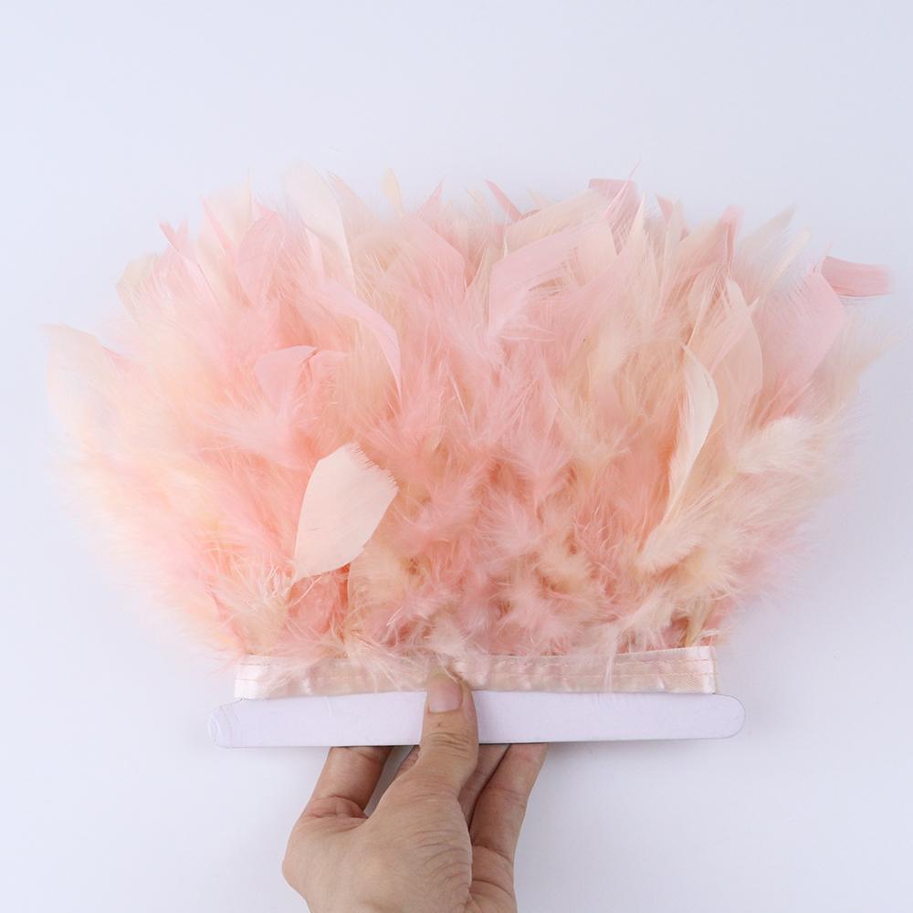 1Meter Mixed Color Turkey Feather Trim Fringe 10-15cm Dyed Feathers Ribbon for Costume Party Dress Decoration Accessory Crafts