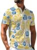 Men's Outdoor Polo Shirt, Available in Multiple Sizes, Featuring an All-over Lemon and Blueberry Fruit Print. Stylish, Casual, and Comfortable, This