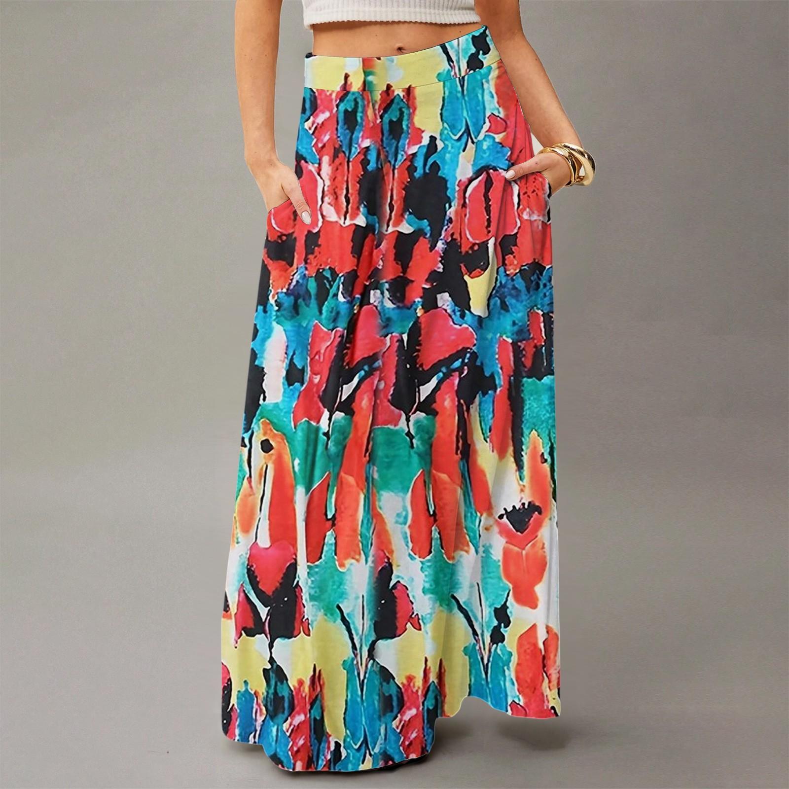 

Жіноча вільна максі-сукня звичайна повсякденна літня богемна спідниця M червоний