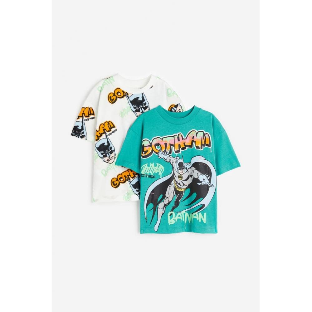 

Футболка HM Oversized, комплект из 2 предметов, бирюзовый, с Бэтменом