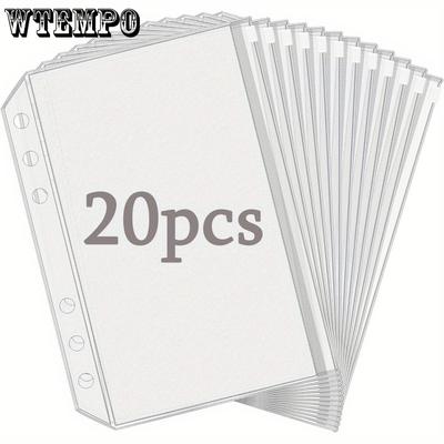 20pcs A5 Binder Pockets 6-Hole Budget Cash Envelopes for Binder Clear Frosted Zipper Pouches for Planner Inserts Money Organizer Bag Savings Envelopes