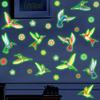 Glow in The Dark Wall Sticker, Hummingbirds Flowers Luminous Wall Decal, Waterproof Self Adhesive Sticker for Kids Room Nursery