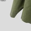 INCERUN Oversized Men Lapel Neck Long Sleeve Side Button Irregular Casual Shirts