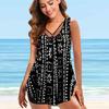 Damen Badeanzug mit Schultergurten und schrägem rosa Blumen-Print, Bikini-Tankini-Badeanzug