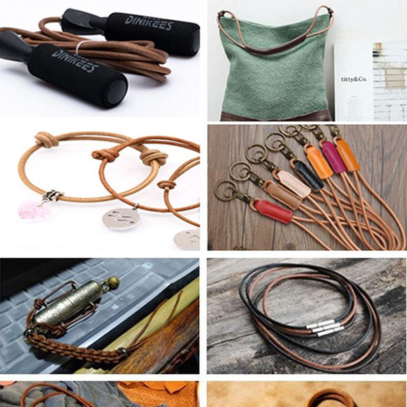 2Meter 1 2 3 4 5 6 8 mm Genuine Cow Leather Cord for Bracelet Necklace Round Flat Leather Strap Rope String DIY Jewelry Making