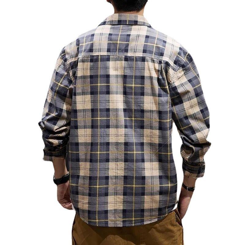 Men's Striped Shirt Casual Shirt Plaid Shirt Fashionable Versatile Tops Trend Long-sleeved Shirt
