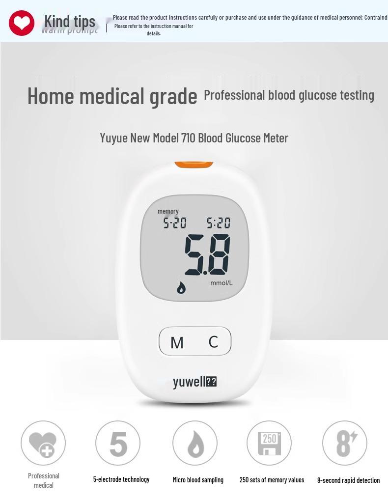Yuyue 710 High-Precision Blood Glucose Test Strips and Meter