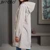 BITCED Autumn/Winter Water-Repellent Hooded Trench Coat Women's Casual Long Coat Loose Fit Plus Size Outdoor Rainwear