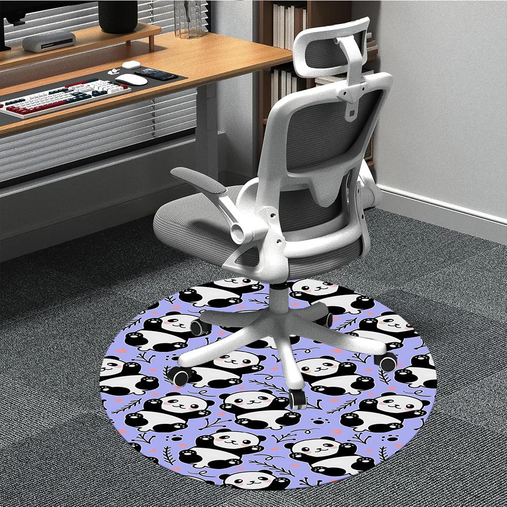 

1pcPanda Pattern Office Round Area Rug, Indoor Mat Suitable ForOffice, Under Office Chairs Bedroom Living Room Home Decor, Room Deco 041 80cm by 80cm