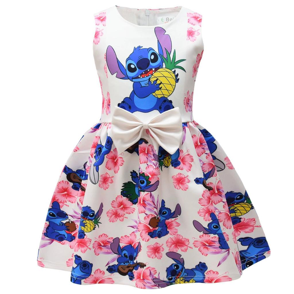 New Summer Products, Interstellar Baby Stitch Girl Dress Dress, Medium Older Children'S Bow Princess Dress