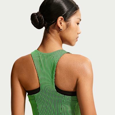 Nike Débardeurs de course Dri FIT ADV pour femmes Vert iridescent/Noir/Blanc
