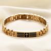 10MM Engraved Cross Bracelet, Men's Stainless Steel Scripture Curved Plate Bracelet