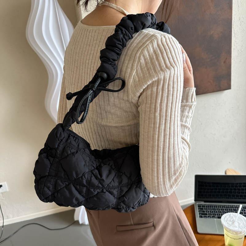 Small bubble cloud bag cute pleated armpit bag soft cotton clothing bag single shoulder oblique span casual women's bag