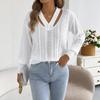 Women S Solid Color V Neck Long Sleeve Hollow Out Sweater