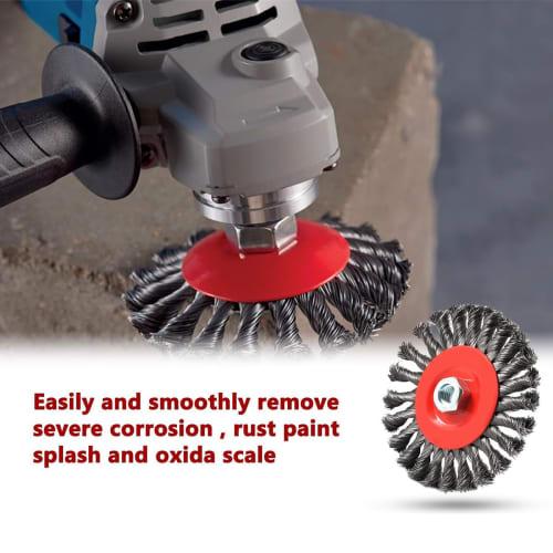 Disc Grinder Wire Brush, Brass Brush, Rust Removal, Cup Wire Brush Attachment, M14 Nut, Hex Shank, Rust Removal, Paint Stripping, Outer Diameter 75mm,