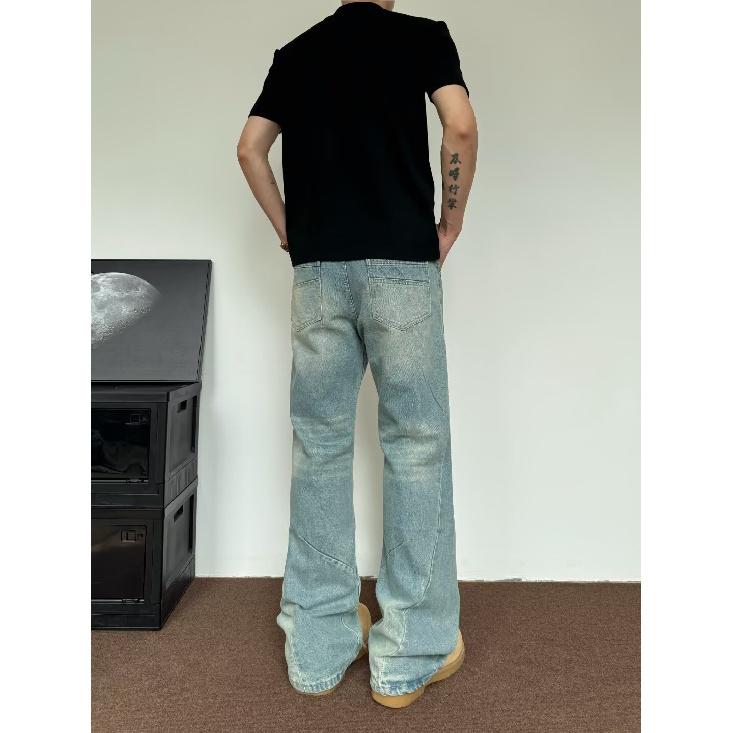Autumn And Winter New American High Street Washed Light Colored Jeans For Men And Women Straight Leg Slightly Flared Loose Wide Leg Pants
