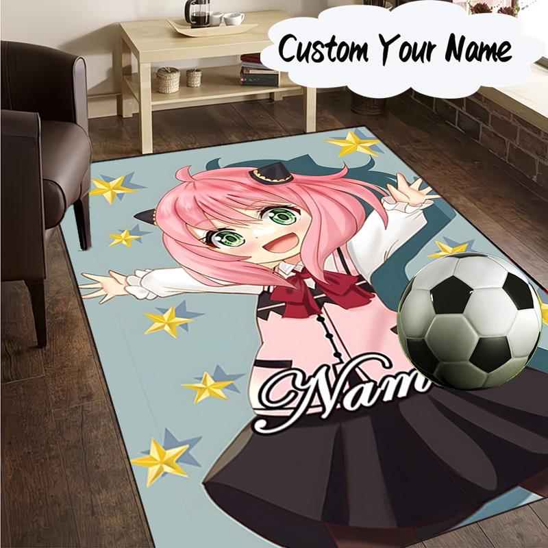 Custom Name Pink Hair Anya Carpet, Chair Rug,Area Rug for Office Bedroom living rooms bedroom, Doormat decor Christmas fan gifts