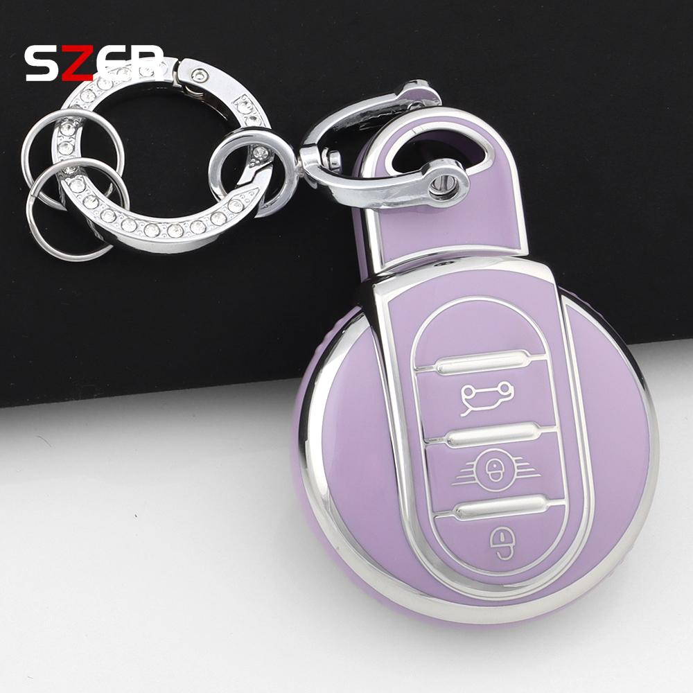 Pink Tpu Car Key Case Cover Protection Shell For Bmw Mini Coopers One Jcw F56 F55 F54 F57 F60 R55 R56 R57 R58 R59 R60 S Roadster