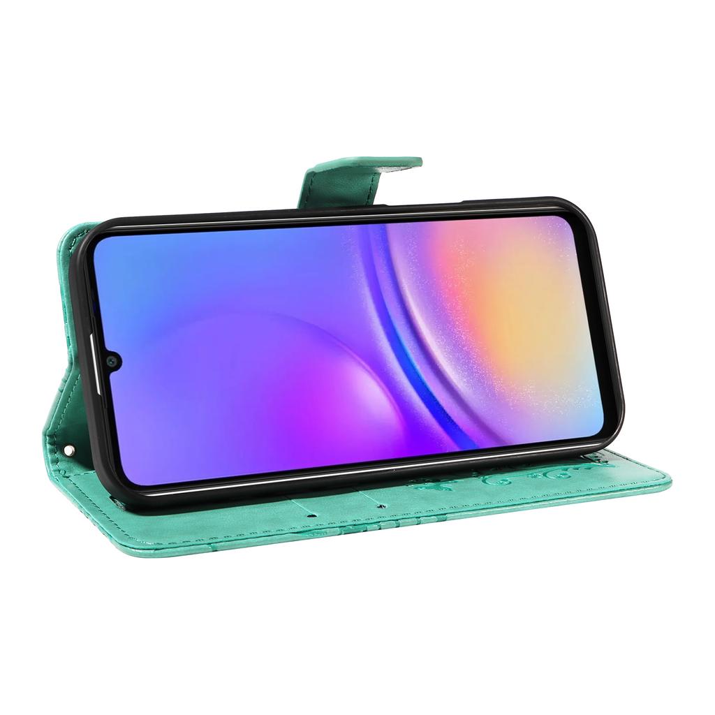 For Samsung Galaxy A07 4G/A06 4G/A06 5G Wallet Case Floral Butterfly Imprinted Leather Phone Cover Stand -  Green