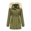 Women's Hooded Plus Velvet Corduroy Coat Ladies Winter Cotton Coat Thickened Mid-length Warm Jacket