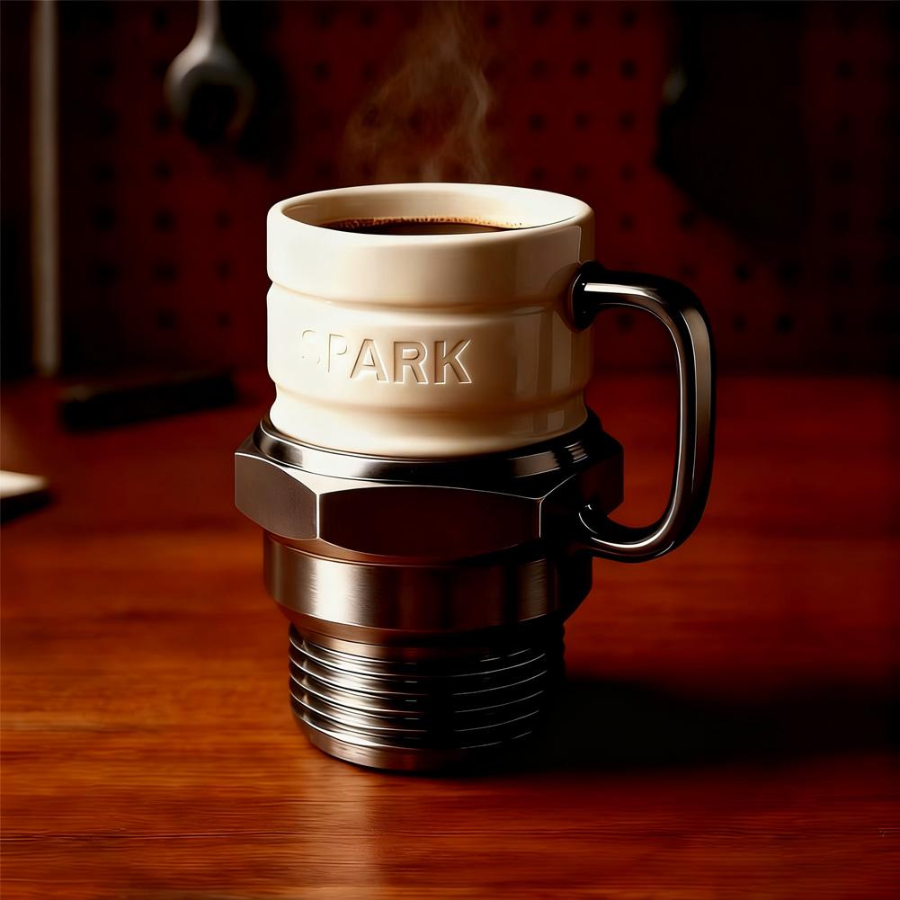 Spark Plug Mug Industrial Coffee Cup For Car Enthusiasts Collectors Mechanics Home Office Desk Garage Display Birthday Gift