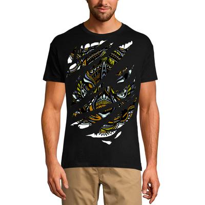 Camiseta rasgada masculina com totem de tigre colorido - Vestuário gráfico - Camisa vintage