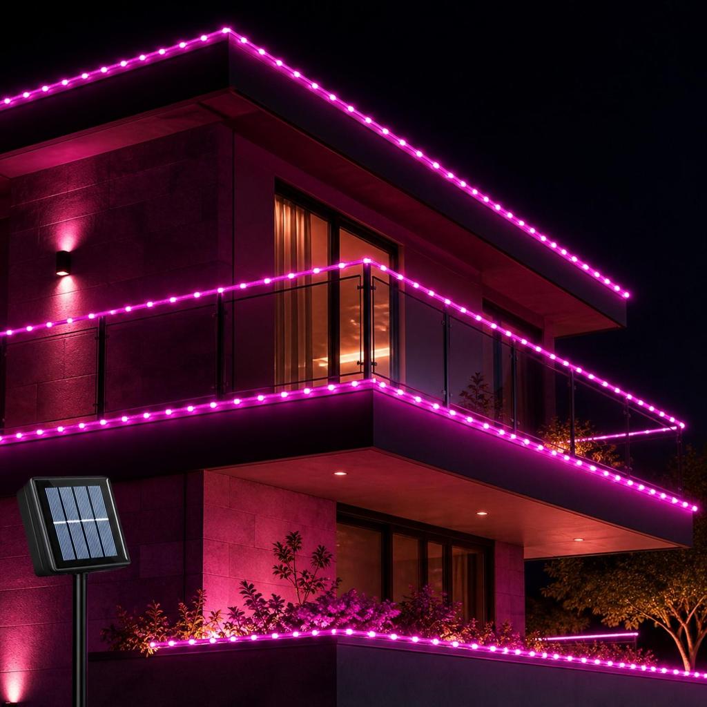 Solar-Powered Decorative Tube String Light IP65 Water-Resistant 100 LED Solar
