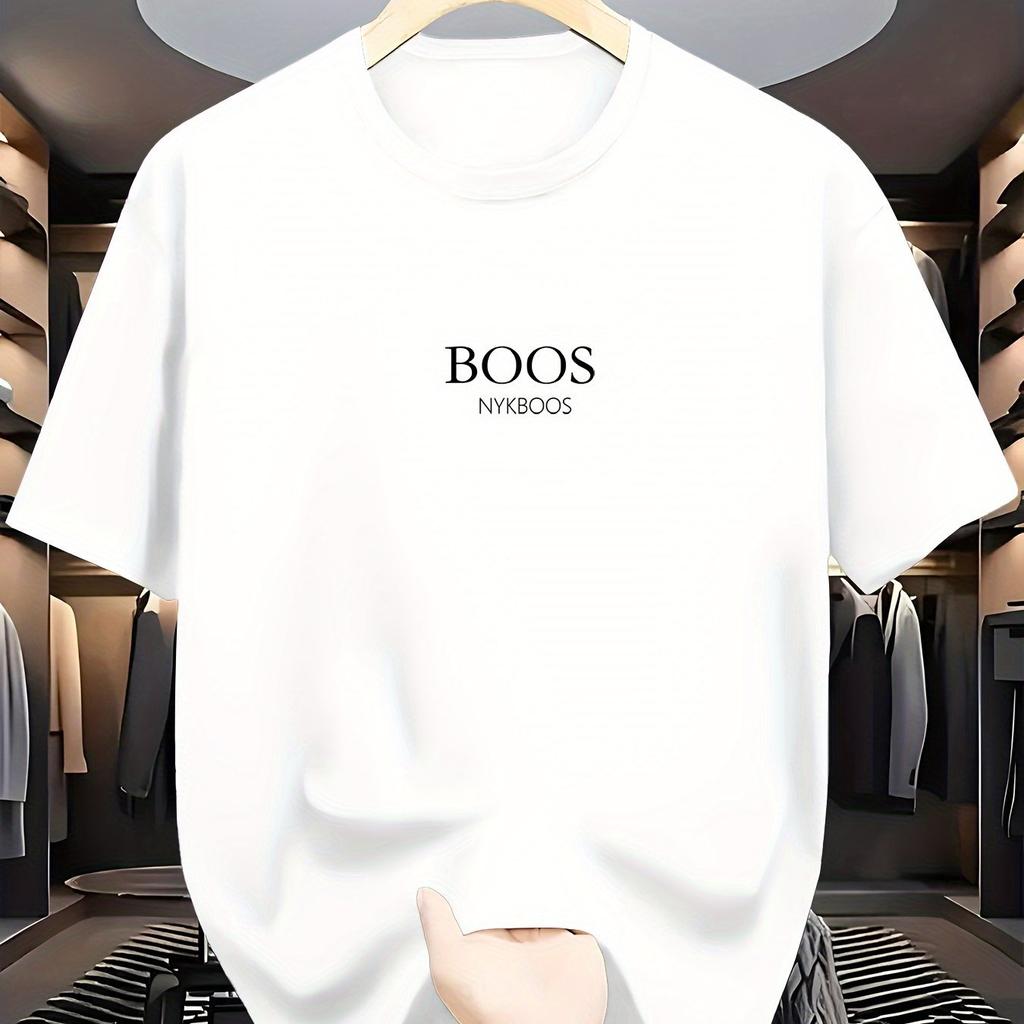 Summer Men's 100 Cotton Casual Loose Plus Size Boos Pattern Printed Sports Comfortable Round Neck Short Sleeve T-shirt Top
