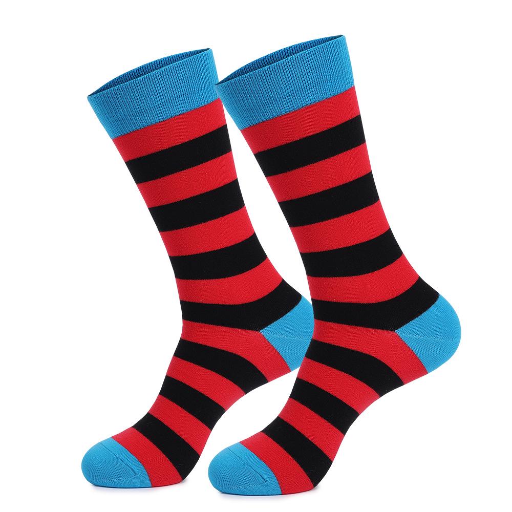 

Plus Size Odor-Resistant Striped Cotton Men s Socks, High Tube, Size 48 One Size 42-48
