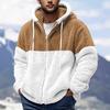 Men Hooded Fleece Jacket Adjustable Drawstring Long Sleeve Zipper Closure Coat Autumn Winter Warm Outerwear