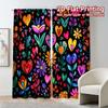 2pcs, 2D FLAT PRINTING Curtains (Without Rod) Vibrant Blossoms Popular Light Filtering Curtains Machine Washable Fabric Curtains