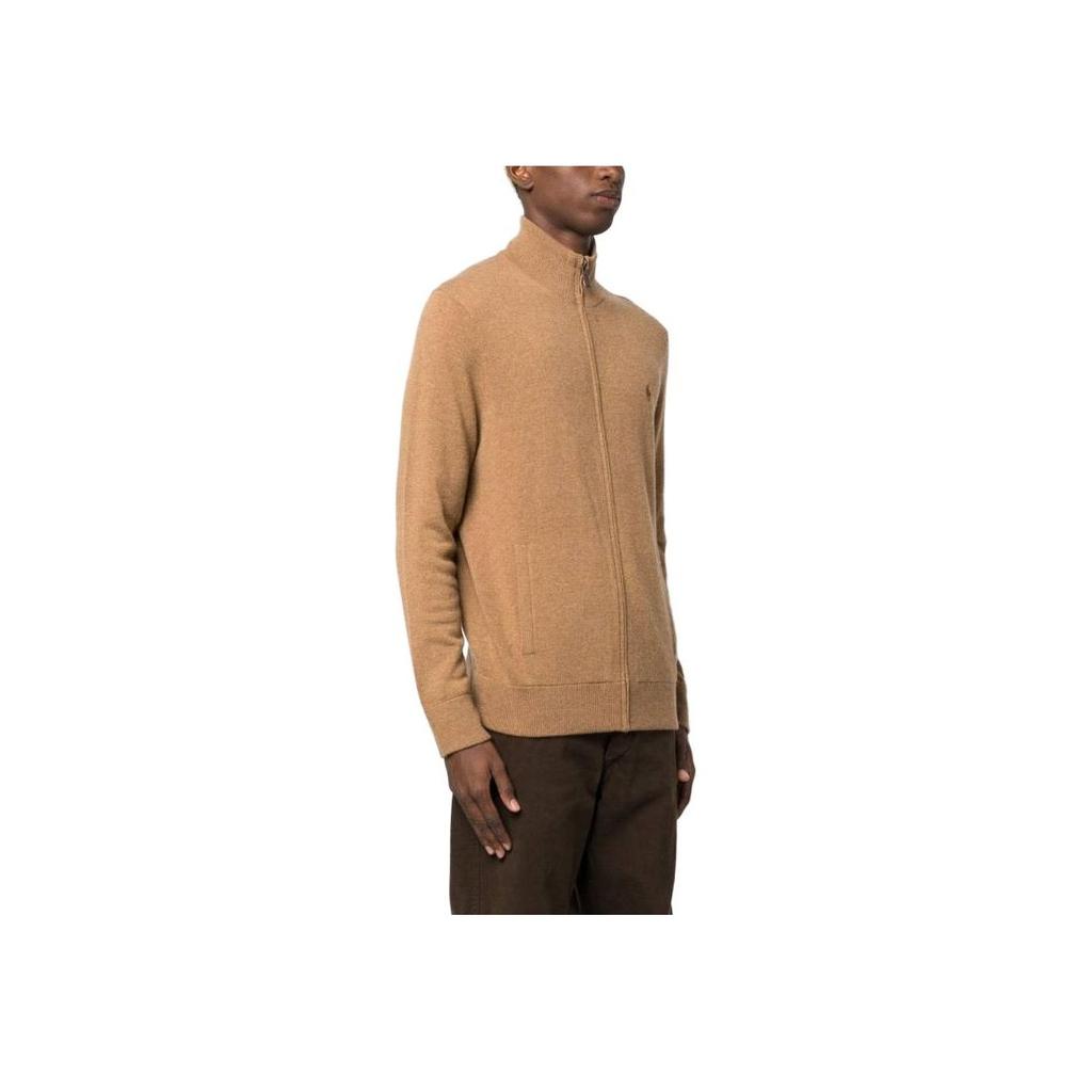 Polo Ralph Lauren Solid Color Stand Collar Zip Long Sleeve Jacket Men Jackets Brown 710876719-004