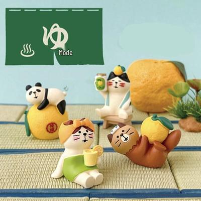 Yuzu Bath Series: Japanese Cat Resin Miniature Ornament for Photography and Decor