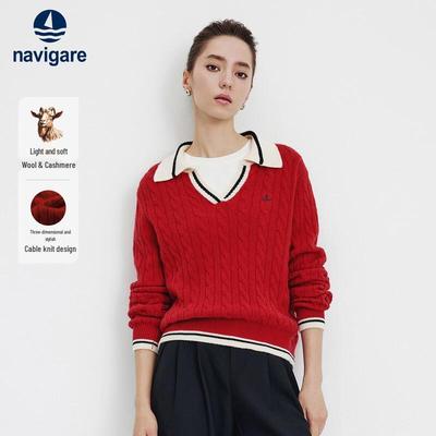 Women's Cable Knit Cashmere Blend Sweater