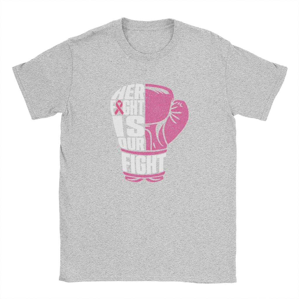 Fight Is Our Fight Breast Cancers T-Shirt Summer Fashion T Shirts Men's Pure Cotton Breathable Clothes Short Sleeves Vintage Top