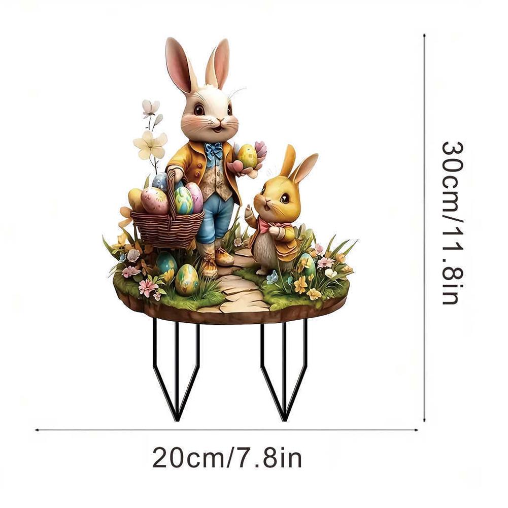 Acryl Gartenstecker Dekoration Osterhase Kaninchen Hof Rasenstecker Ornament Wasserdichte Hofstatue für Außendekoration