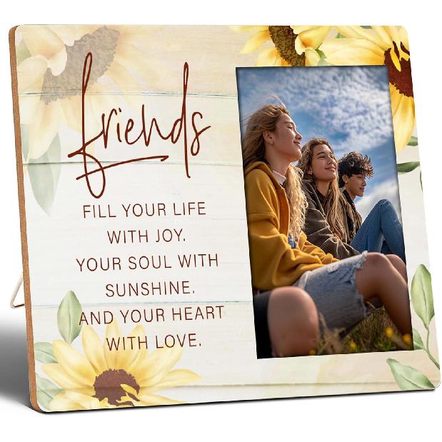 Best Friend Picture Frame 4 x6 , ‘Friends Fill Your Life With Joy’, Gifts for Friend, Besties, BFF, Long Distance Friends Gifts, Wall Mount & Friends(V)
