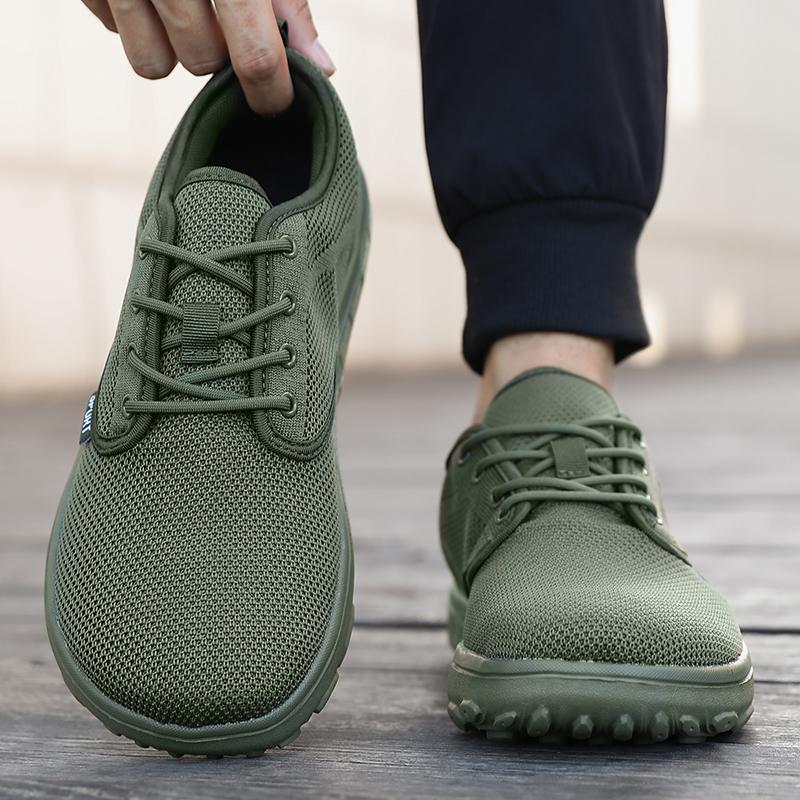 Wide Toe Men Platform Shoe Breathable Knitted Mesh Comfortable Barefoot Casual Versatile Soft Sole Wide Shoes Walking Sneakers