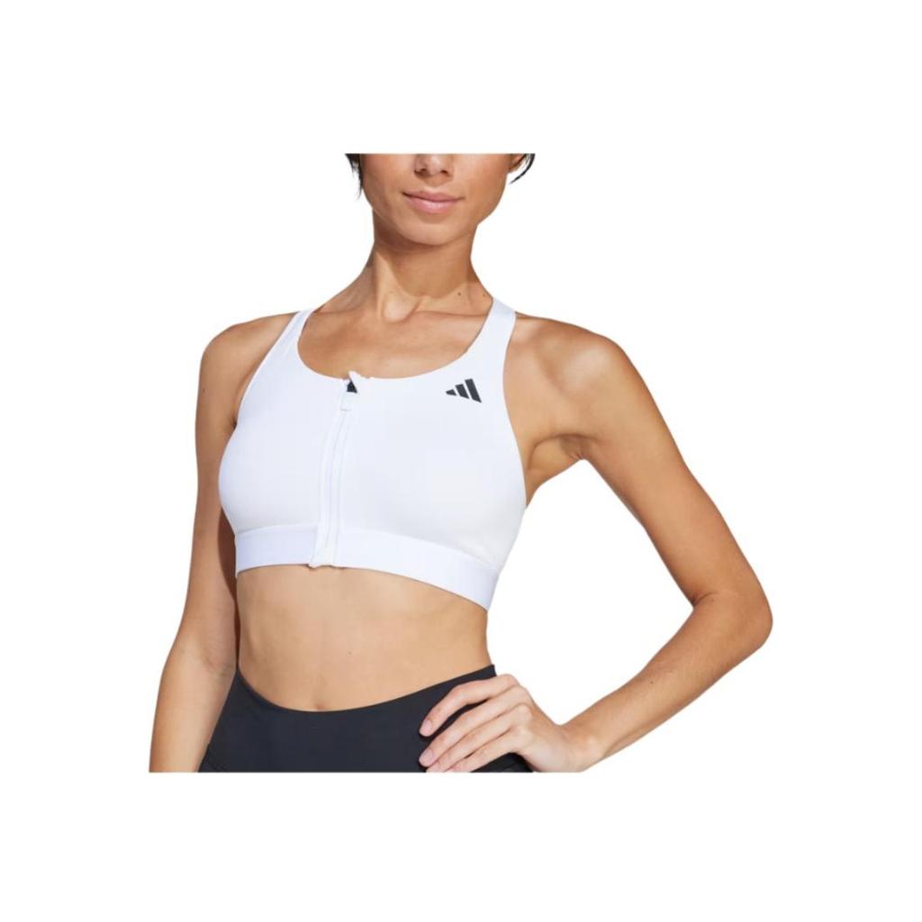 Adidas Powerreact Aeroready Training Removable Padding Slim Fit Stylish Moisture-Wicking Medium Support Zip Sports Bra Women Sports Bra JJ2675