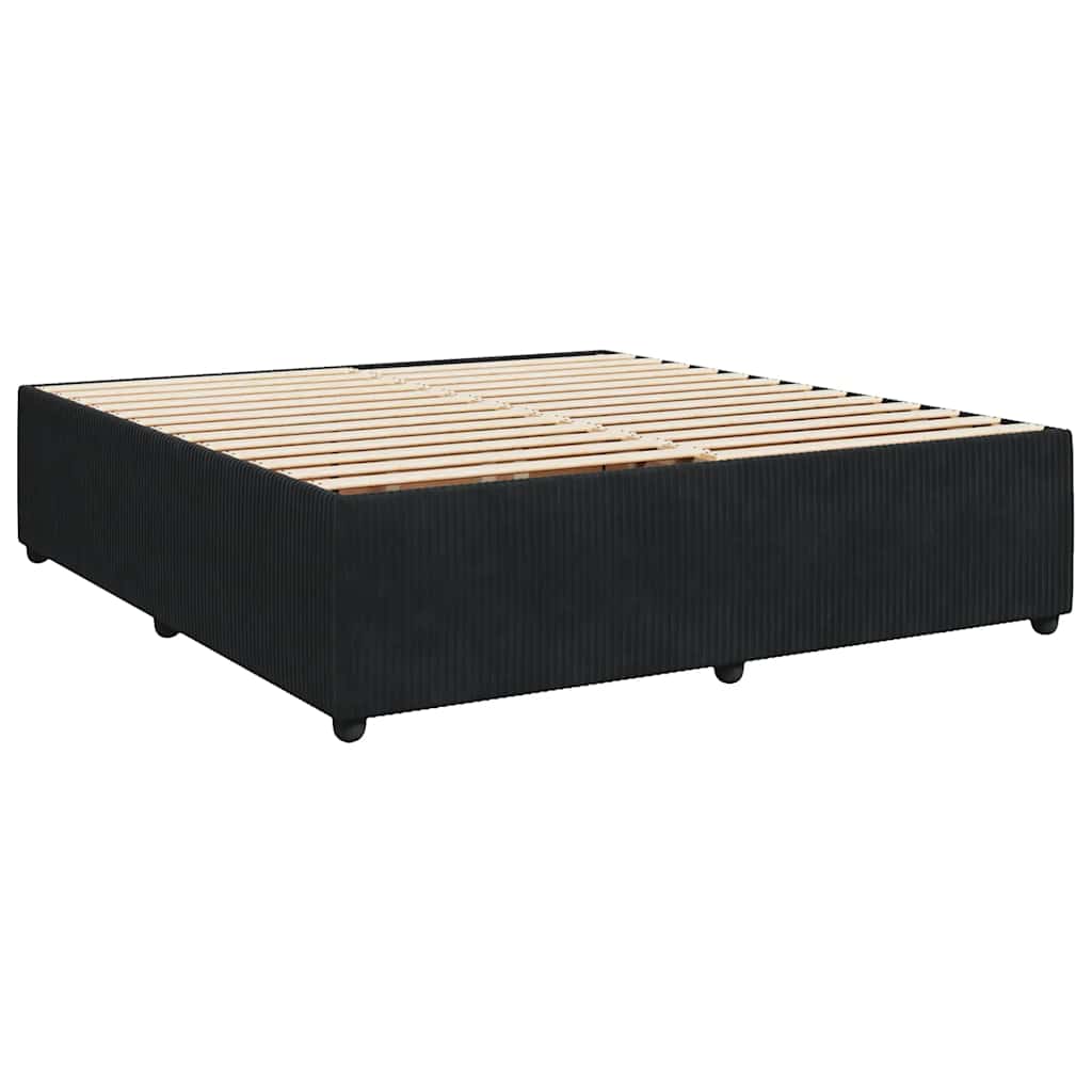 Box Spring Bed with Mattress Black 180x200 Cm Velvet